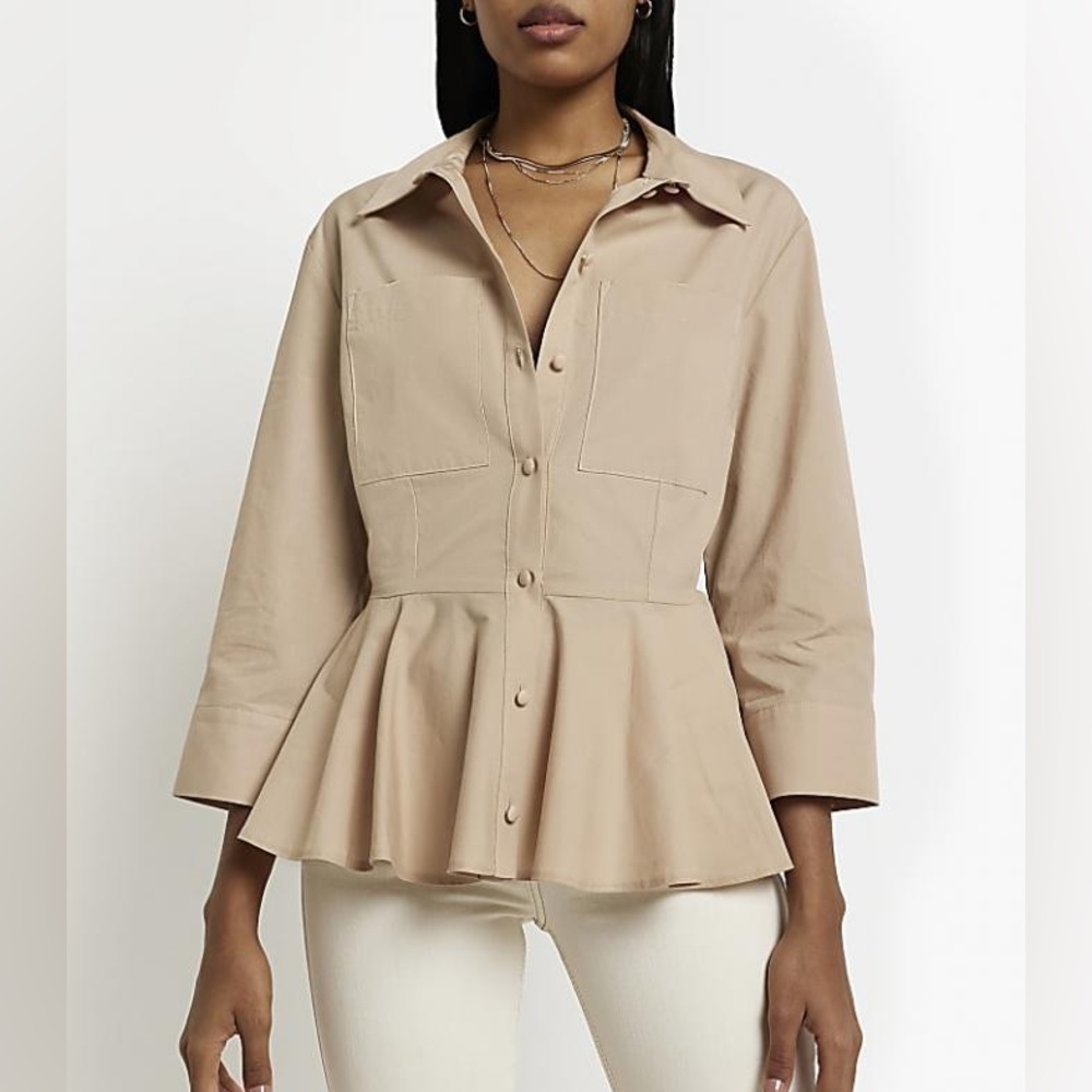 ‼️SOLD‼️River Island Beige Button Down Shirt